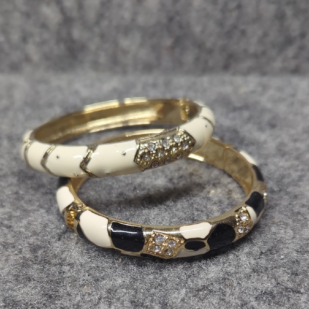 Hinged Enamel Bracelets - Two